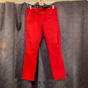 Jcrew red toothpick ankle jeans 28